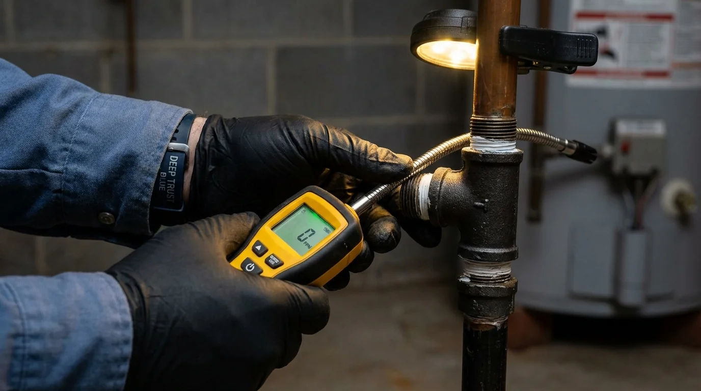 Gas leak detection with electronic sniffer by Johns Plumbing LLC in Gloverville