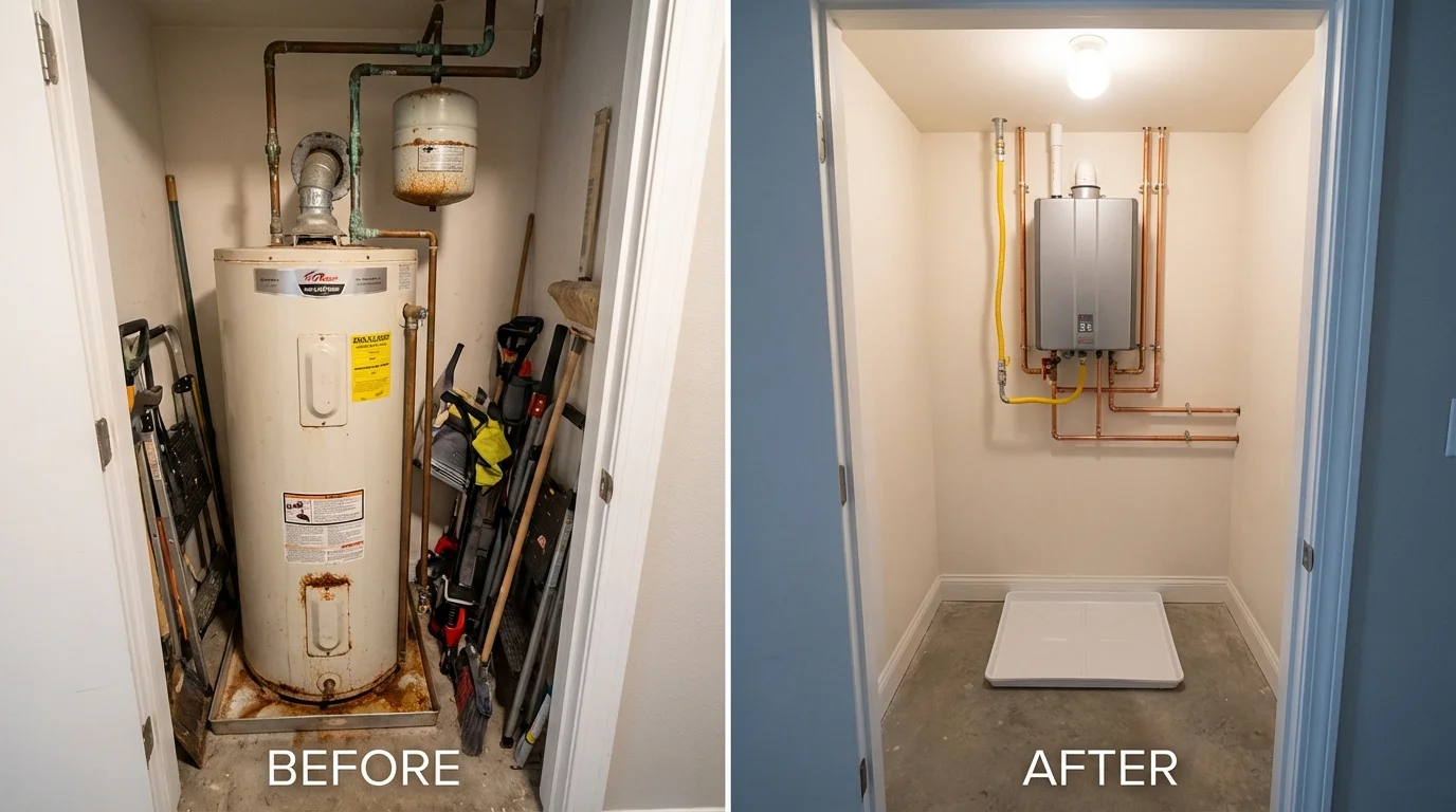 Tank water heater versus wall-mounted tankless unit comparison for Gloverville, SC homeowners